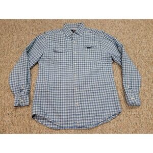 Vineyard Vines Harbor Shirt Men Medium Blue Check Button Down Performance Vented